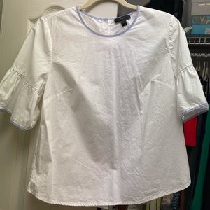 J CREW White ruffle sleeve top- size 8 NWOT